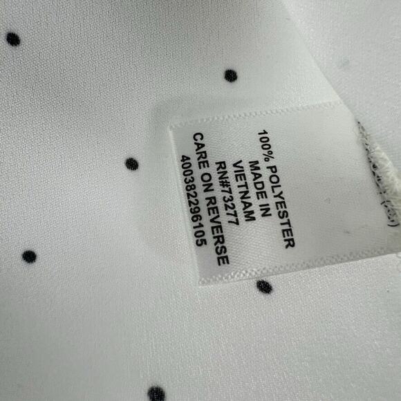 Elle Blouse Womens XS Button Up White Sheer Polka Dot Long Sleeve Office Career - Picture 10 of 12